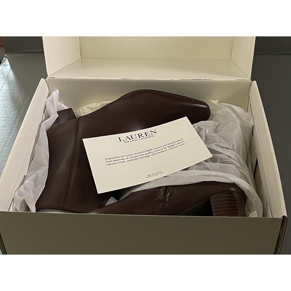 Lauren Ralph Lauren Boots Womens Size 5.5 Brown WILLA-BO-BTE Ankle Block Heel - Picture 7 of 9